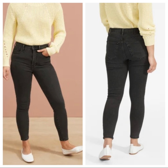 Everlane Denim - Everlane High Rise Authentic Stretch skinny jeans in Washed Black size 28